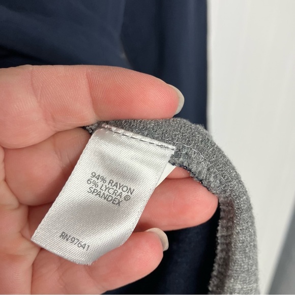 J Jill Top Medium Navy Blue Gray Long Sleeve Stretch Casual Fall Women - Picture 4 of 7